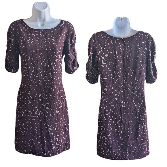 Tocca Dresses & Skirts - Vintage Y2K TOCCA 100% Silk Burgundy Thumbprint Print Ruched Sleeve  Mini Dress